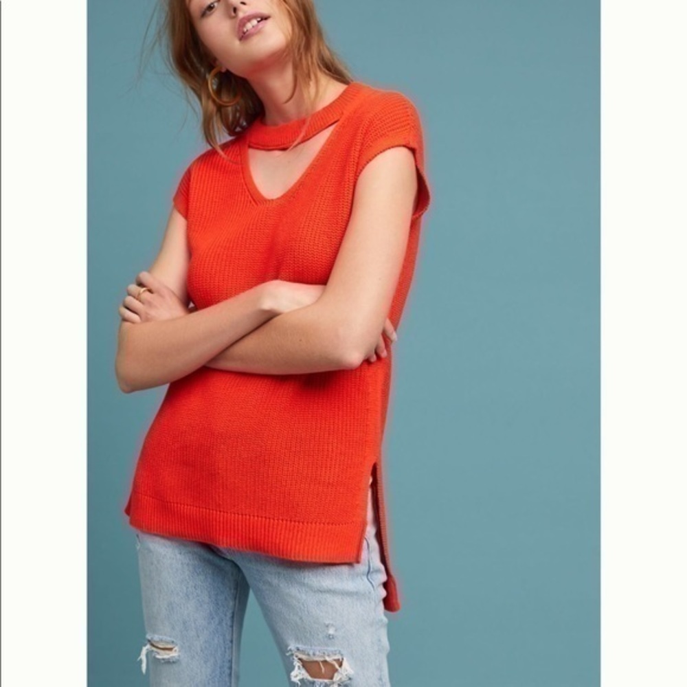 Anthropologie Loren sweater tee in bright orange